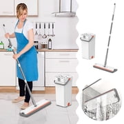 Mop And Bucket With Wringer Set For Home Hands-Free Flat Mop And Bucket Set For Floor Cleaning And Window Wall Cleaner Wet And Dry Mop With 52 Long Handle