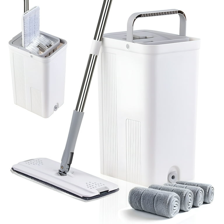 Offers Mop and Bucket with Wringer Set + 4 Microfiber Mop Heads & Towels