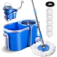 thumbnail image 1 of Mop and Bucket with Wringer Set, Spin Mop and Bucket with Wheels for Easy Moving, Spin Mop Bucket Floor Cleaning System with 5 Microfiber Mop Refills & 1 Floor Brush Head, 1 of 7