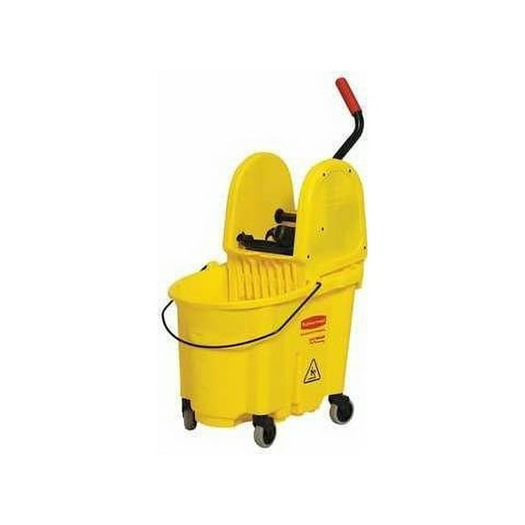 Rubbermaid Commercial FG757788BRN 35 qt. WaveBrake 2.0 Down-Press Plastic Bucket/Wringer Combos - Brown