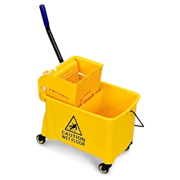 Mop Bucket on Wheels, Portable Mop Bucket with Side Press Wringer & Handle, Ideal for Household, Industrial Floor Cleaning, 21 Quar