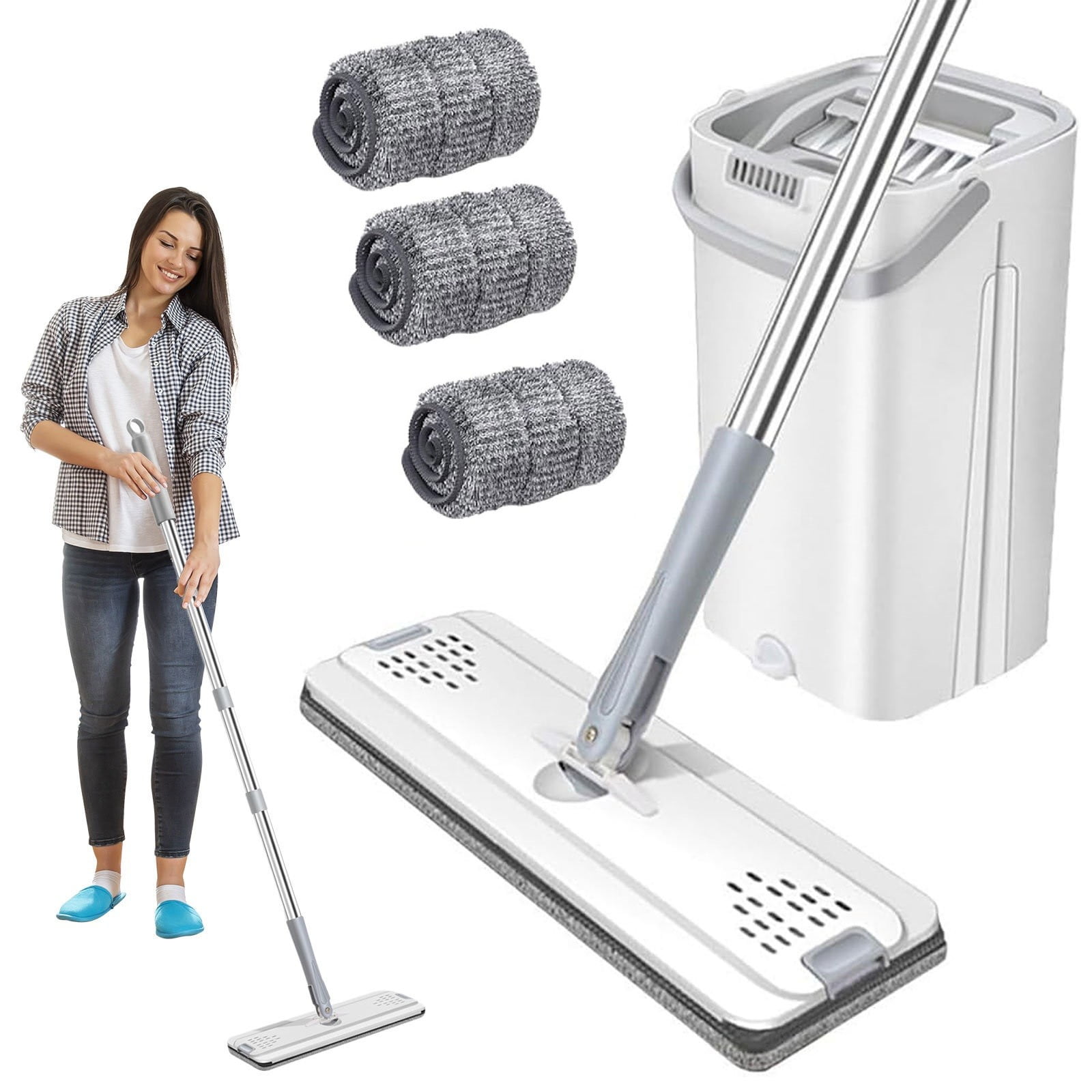 Mop Cloth Flat Mop and Bucket Set for Floor Cleaning Compact