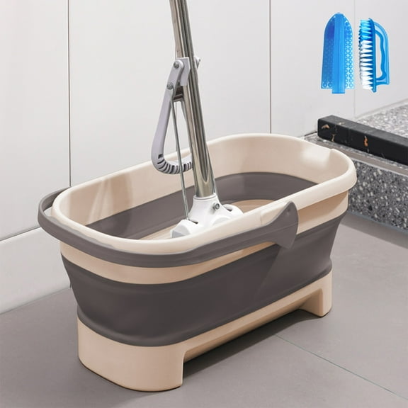 Mop Foldable Bucket Plastic Mop Pail Handle Water Storage Cleaning Basin Household Hand Free Square Tub Space Saving Multiuse Outdoor Camping