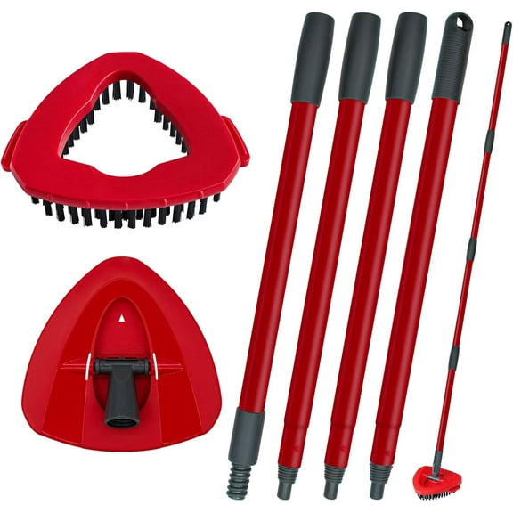 Mop Handle Replacement for Ocedar, 4 Section 30" to 58" Extendable Length Stick Ocedar Spin Mops Refills and Brooms Floor Cleaning, Include Base Scrub Brush