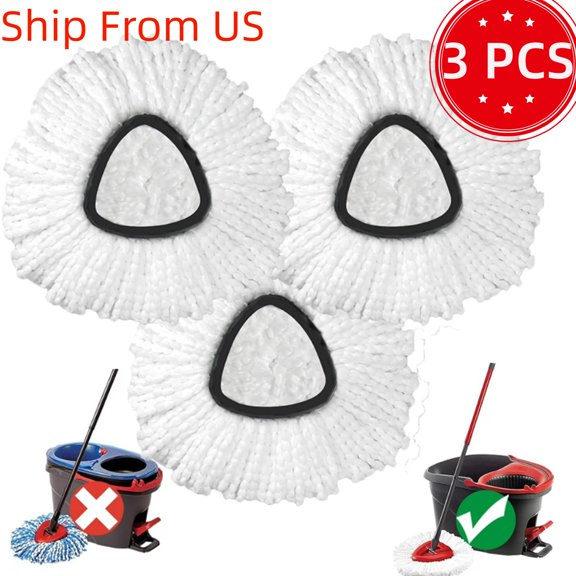 O-Cedar EasyWring Spin Mop Replacement Head, Microfiber Refill, 1 Count, Machine Washable 4 Pack