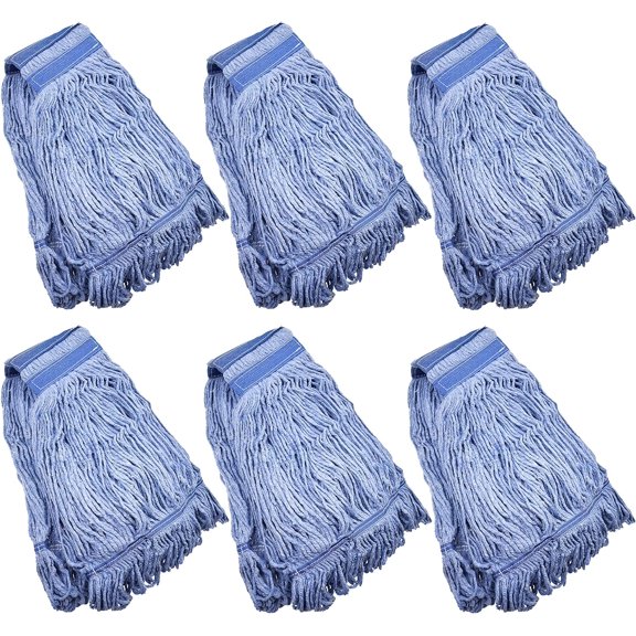 Mop Head Replacement Commercial Heavy Duty String Blue Wet Heads for 3 Typs Handle(6,Medium,Weight 16oz)