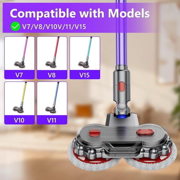 Mop Head for dy-Son V7/V8/V10/V11/V12/V15 Vacuum Cleaners, Electric Floor Mop with Removable Water Tank, Wet Mop Head Attachment Wet and Dry