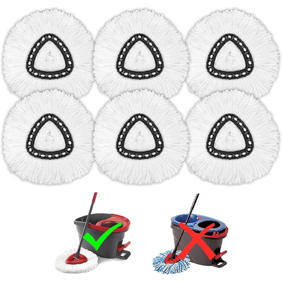 Mop Heads Replacement for O Cedar Easy Wring Spin Mop 1 Tank System, Microfiber Mop Refills, Spin Mop Replacement Head (6pack)