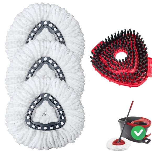 Mop Heads Replacements for Ocedar, Mop Replace Head for O Cedar, Spin Mop Replacement Head for Ocedar Easy Wring 1 Tank System, Mop Heads Include 3 Pack Spin Mop Refills and 1 Pack Scrubber Mop Head