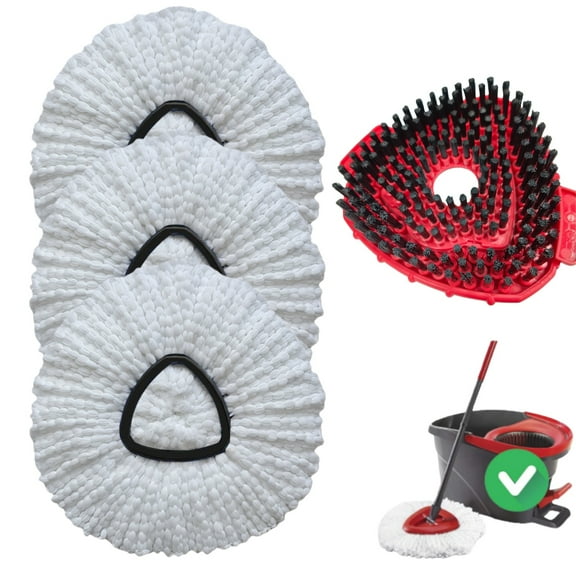 Mop Heads Replacements for Ocedar, Mop Replace Head for O Cedar, Spin Mop Replacement Head for Ocedar Easy Wring 1 Tank System, Mop Heads Include 3 Pack Spin Mop Refills and 1 Pack Scrubber Mop Head
