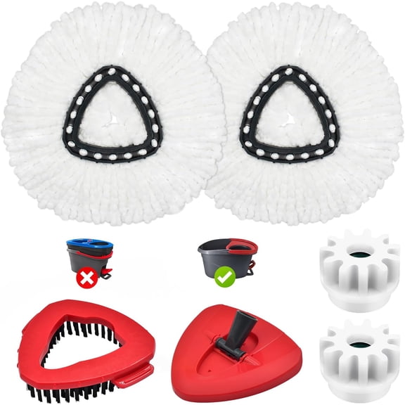 Mop Heads Replacements for Ocedar, Mop Replace Heads for O Cedar, Spin Mops Replacement Head for O-Cedar Easywring 1-Tank System, Includes Microfiber Refills, Scrub Brush, Pedal Bearing Replacement