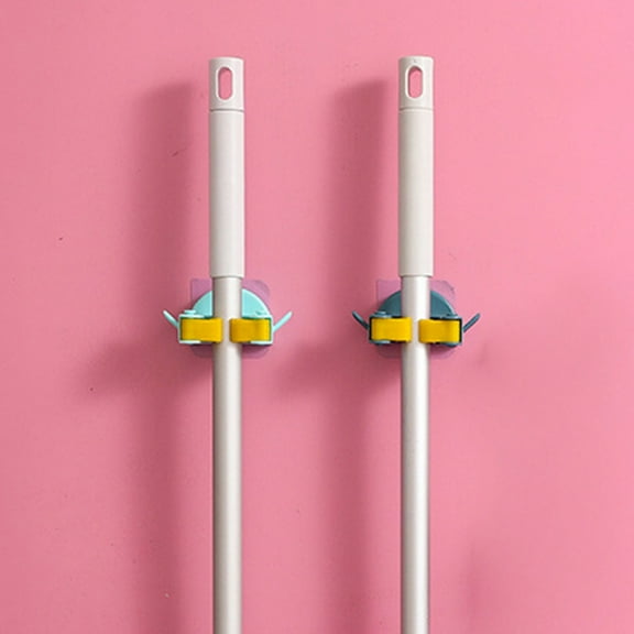 Mop Holder Wall Mounted Organizer with Non-Slip Rubber Hooks for Garage, Laundry, Kitchen, and Garden Tool Storage