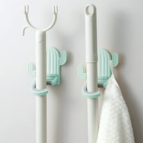 Mop Hook, Broom and Mop Holder Wall Mount, Cute Cactus Wall Utility Hooks, No Drill, Mop and Broom Gripper Decorative Hanging Holder, for Bathroom Kitchen (1Pc)