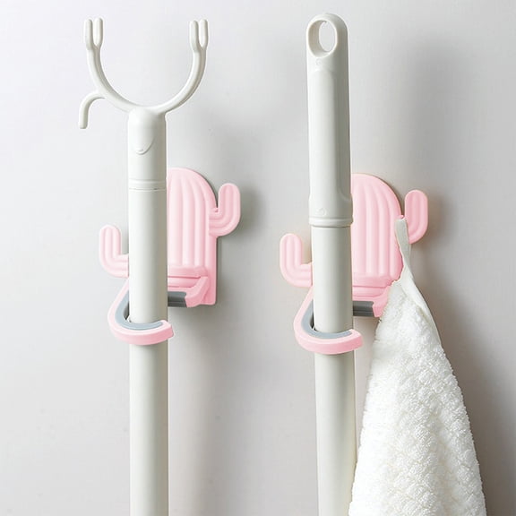 Mop Hook with Strong Backing for Bathroom and Kitchen Wall Hanging – Traceless, Multi-Purpose Mop and Broom Storage Organizer