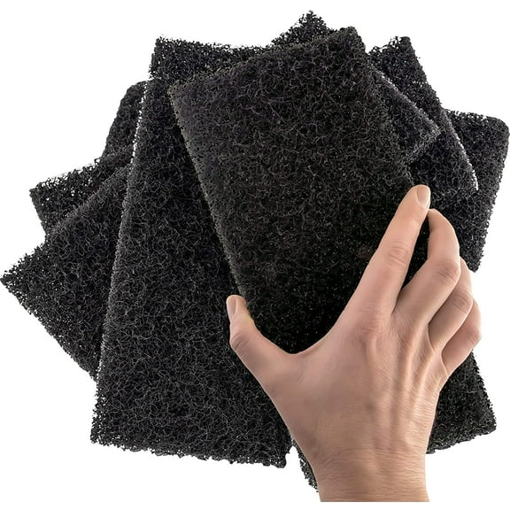 Mop Mob 10" x 4.5" Heavy Duty Black Nylon Scrub & Scour Pad, 5 Pack