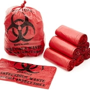 Mop Mob 24" Red Leakproof Biohazard 10 Gallon Waste Bags in English/Spanish, 150 Pack