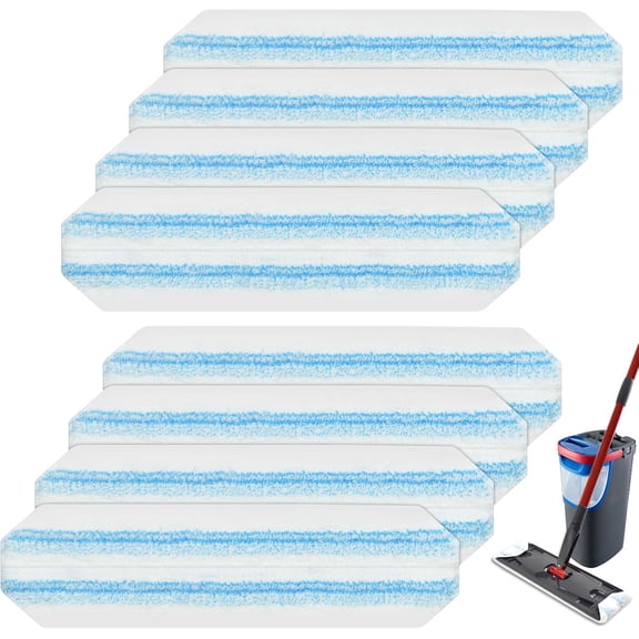 Mop Pads Replacements Compatible with O Cedar H2prO Flat Mop System Microfiber Mop Replacement Heads for O-Cedar/Vileda H2prO Flat Floor Mop, Washable & Reusable Pad Refills for Deep Cleaning, 8 Pack