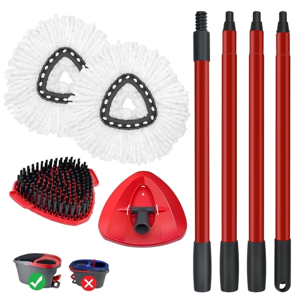 Spin Mop for O-Cedar EasyWring, Mop Head, Handle, Scrubber, Base Replacement 5-in-1 Kit