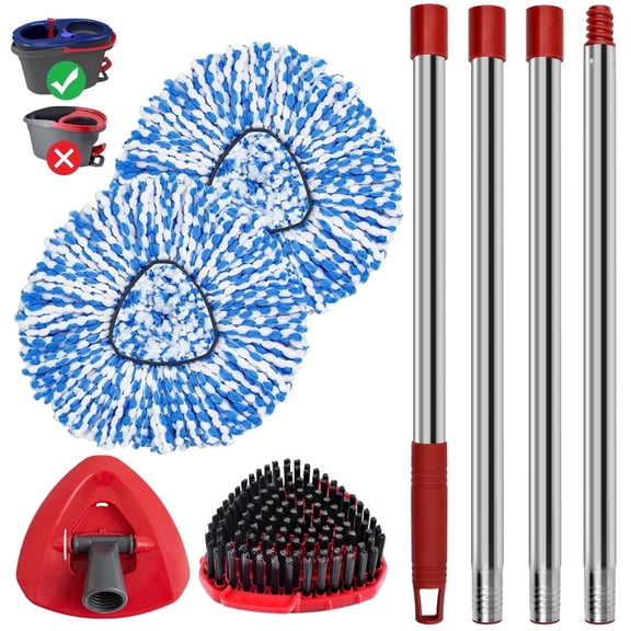 Spin Mop for O-Cedar RinseClean, Mop Head, Mop Handle, Scrubber, Base Replacement 5-in-1