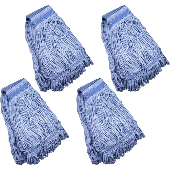 Mop Replacement Commercial Heavy Duty String Blue Wet Mop Heads for 3 Typs Commercial Mop Handle(4 pcs,Medium,Weight 16oz)