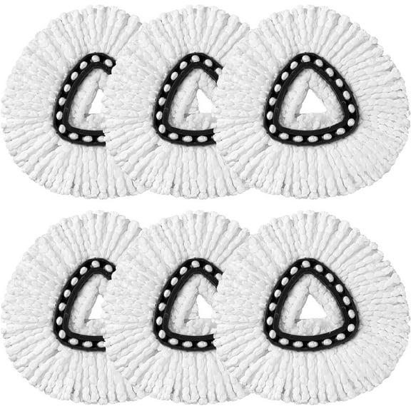 Mop Replacement Heads Compatible with O-Cedar EasyWring Spin Mops 6 Pack-Washable Microfiber Spin Head Refills-Easy Cleaning Mop Head Replacement