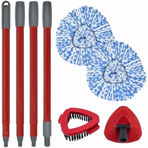 Mop Replacement for Ocedar, Mop for O Cedar, Replacement Mop for O Cedar Spin Mop Contains 4-Section Mop Handle 2 Mop Replace Head 1 Mop Base 1 Scrubber Mop Head for O-Cedar Spin Mop