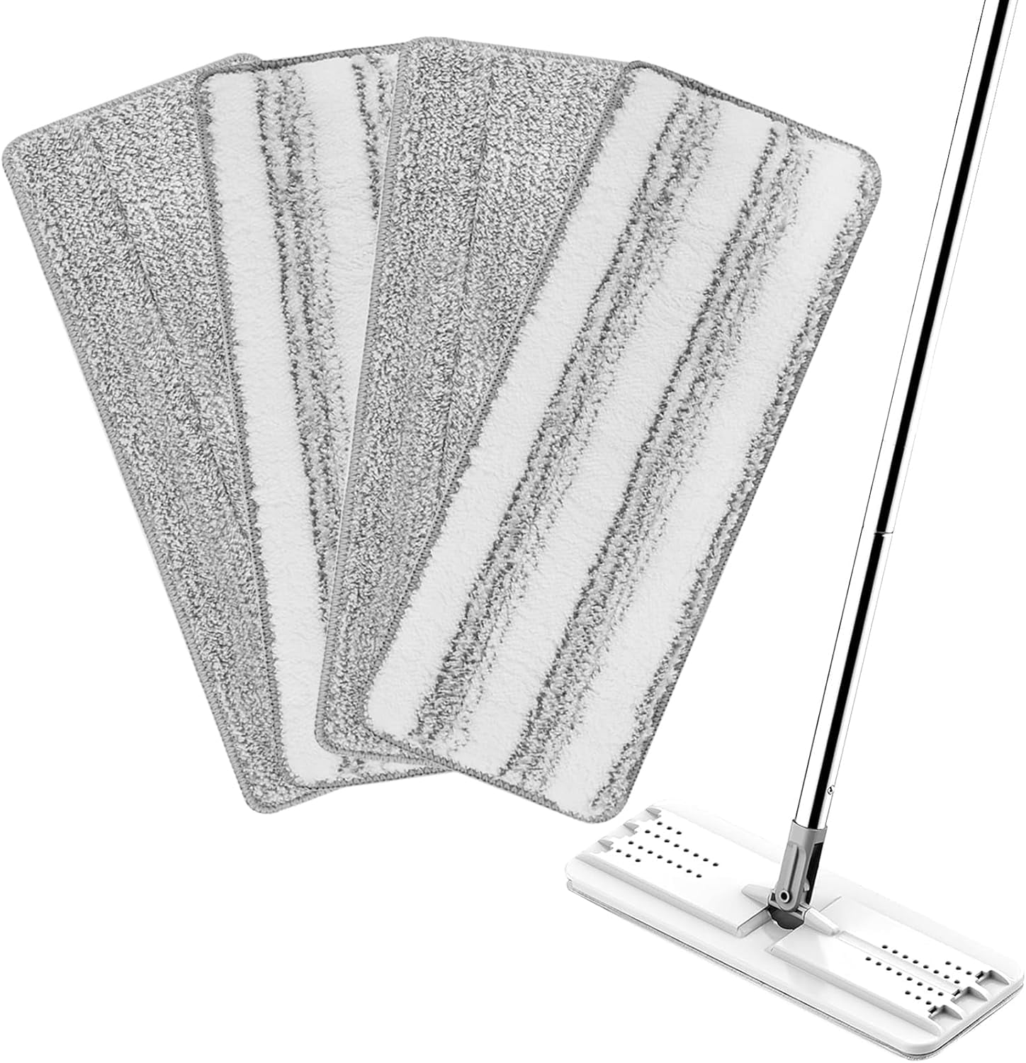 Mop Replacement Pads Compatible with JOYMOOP Flat Mop or Mop Bucket Set - Microfiber Flat Mop Pads for All 13" X 4.9" Squeeze Flat Floor Mop - Washable Mop Head Replacement (2+2 Pack)