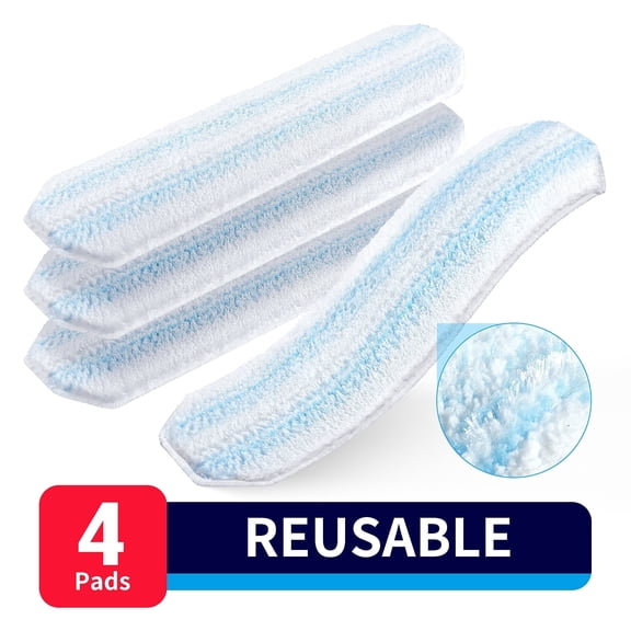Mop Head Refills/Replacements Compatible with Ocedar H2pro, Universal Flat Mop Pads, Machine/Hands Washable, Streak-Free Cleaning & Stain Removal Microfibers, Wet/Dry Use, Reusable 4-Pack