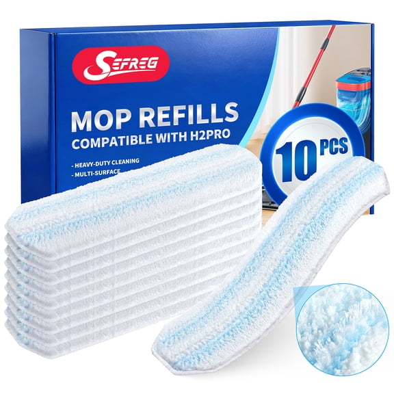 Mop Head Replacements Compatible with O-Cedar H2prO Flat Mop System, Reusable Washable Microfiber Mop Head Refills for Ocedar H2pro Mop, 10 Pads