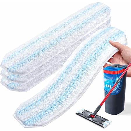 Mop Head Refills Compatible with Flat Mop Systems, Machine Washable Microfiber Mop Replace Heads, Reusable Head Replacements on Flat Mops, 4 Packs
