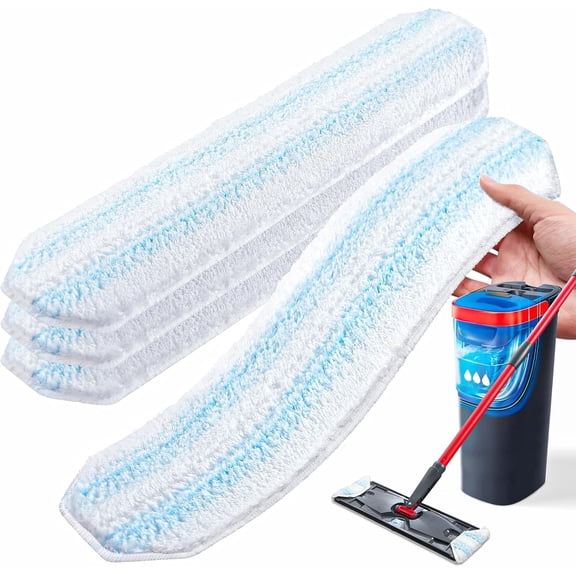 Mop Head Refills Compatible with Flat Mop Systems, Machine Washable Microfiber Mop Replace Heads, Reusable Head Replacements on Flat Mops, 4 Packs