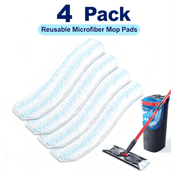Mop Head Replacements for Ocedar H2prO, Compatible with O-Cedar Flat Mop Systems, Machine Washable Microfiber Mop Replace Heads of Ocedar H2pro, Reusable Head Refills on Ocedar Flat Mops, 4 Packs