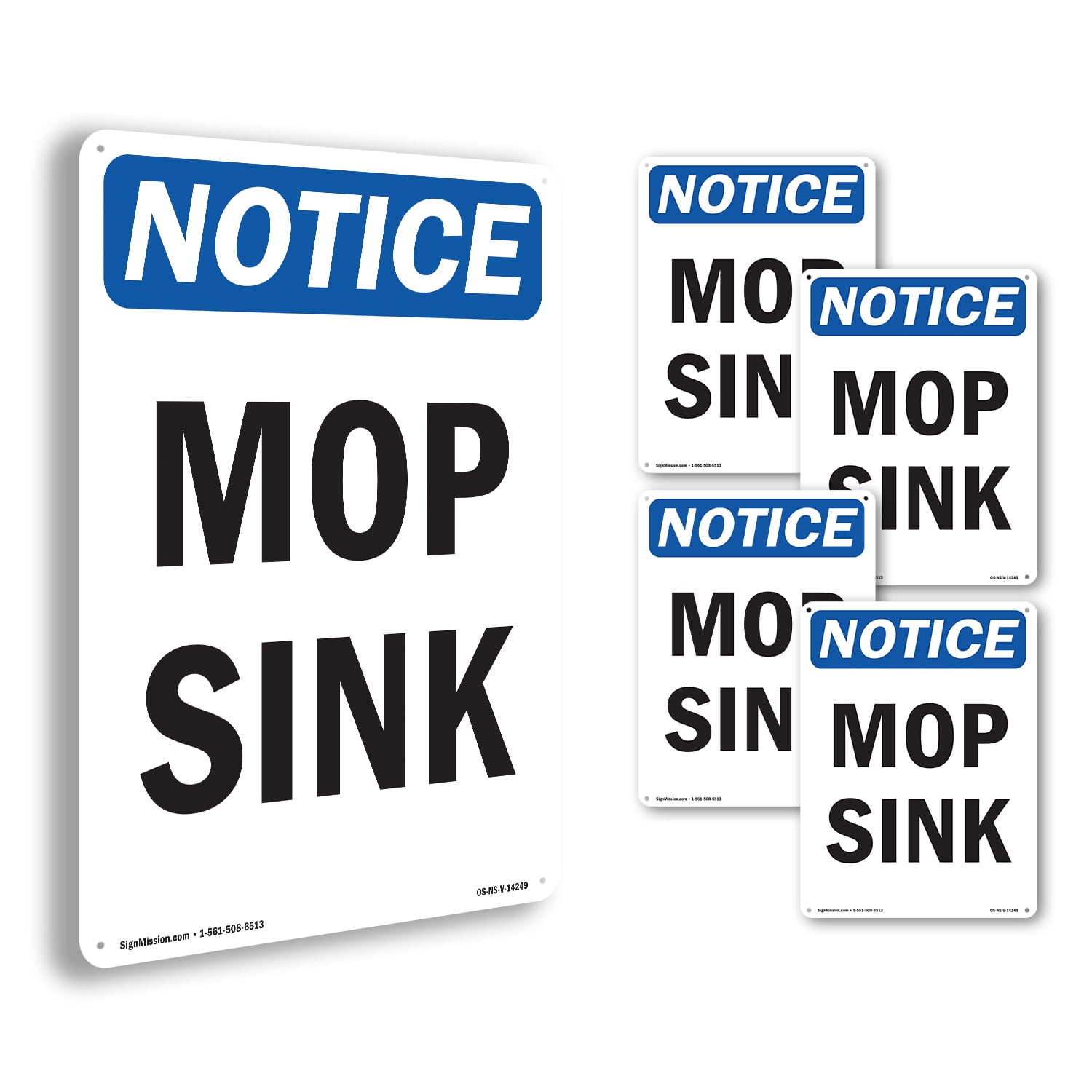 Mop Sink OSHA Notice Rigid Plastic Sign 24 Inch x 18 Inch - 5 Pack ...