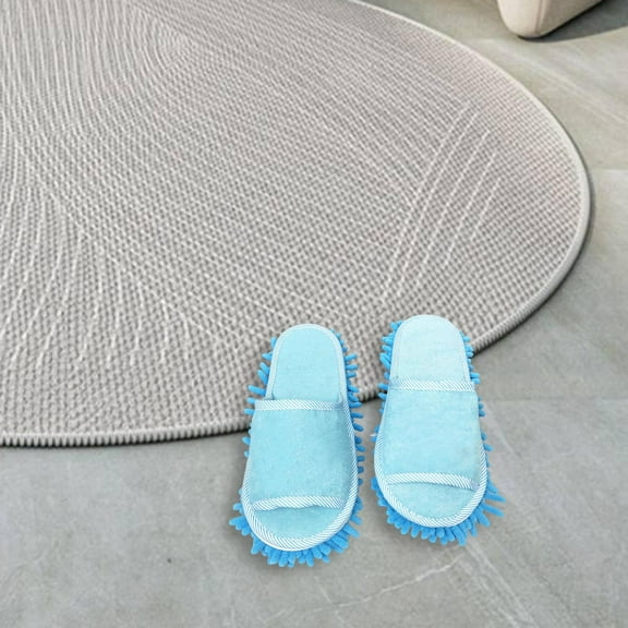 Mop Slippers Cleaning Shoes Detachable Cleaner Silent Chenille Unisex Mopping Slippers Cleaning Sandals for Kitchen Dusting Floor Polishing Blue