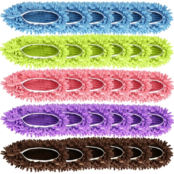 Mop Slippers Shoes 15 Pairs - Microfiber Cleaning House Mop Slippers, Floor Cleaning Tools Shoe Cover, Soft Machine Washable Reusable Microfiber Foot Socks for House Kitchen Office (30 Pieces)