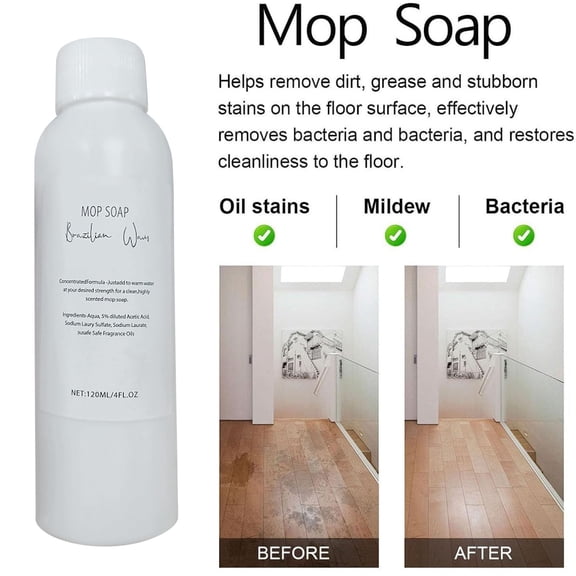 Mop Soap Brazilian Waves Mop Soap Floor Cleaner Multipurpose Floor Cleaning Solution Streak Free Shine Fresh Long Lasting Scent Pet Safe Formula 4 fl oz Concentrated Home Use