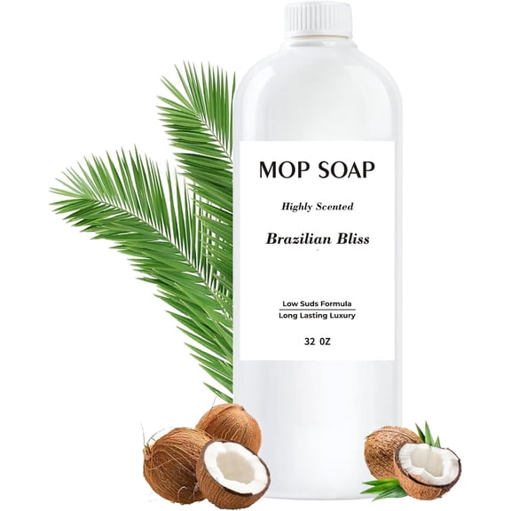 Mop Soap Highly Scented Fragrance, Brazilian Bliss Mop Soap Long Lasting Luxury Floor Cleaner for Hardwood, Tile, Laminate & Stone, Low Suds No Residue Formula, All Mop Types, 32oz