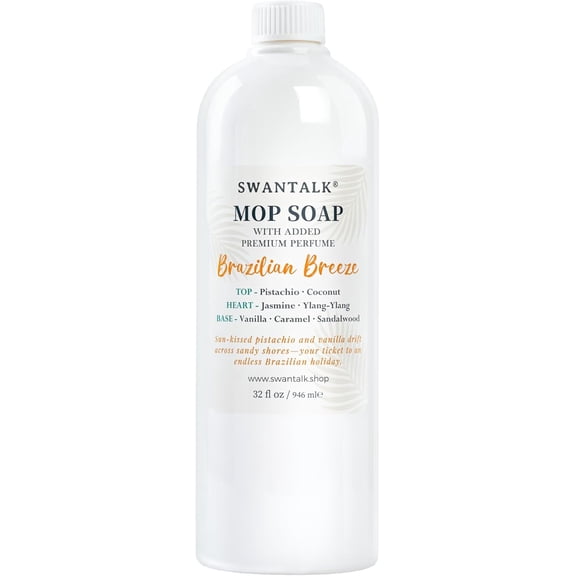 Mop Soap with Long Lasting Premium Perfume, 4X Concentrated Floor Cleaner, Multi Surface Solution for Hardwood, Tile, LVP, Laminate, Pet Friendly, 32 fl oz (Brazilian Breeze)