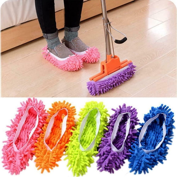 Mop Sock for Floor Cleaning, Washable Reusable Mop Shoes, Microfiber Shoes Cover Cleaning Slippers, Multi Function Soft Dusting Slippers for House office Bathroom Kitchen