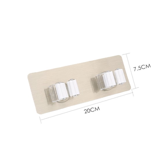 Mop and Broom Holder Wall Mount with 2 Racks,PP + PVC,7.87"×2.95",1PC