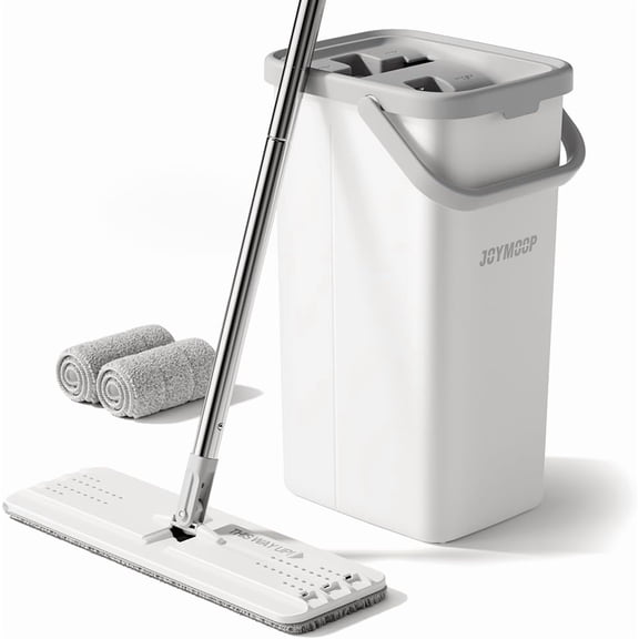 Mop and Bucket Set, Dust Mops for Floor Cleaning, Wall Mop with 2 Microfiber Mop Head Replacement