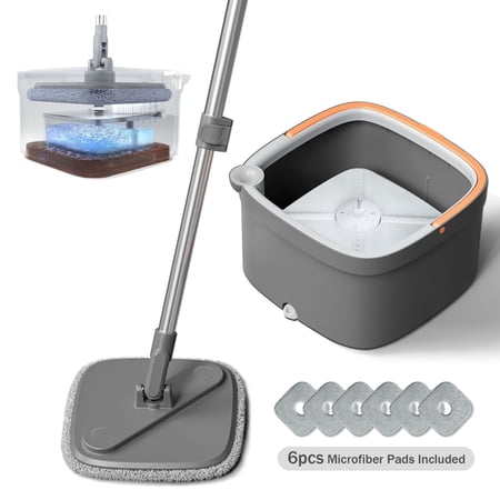 Efoee Mop and Bucket Set – Easy-to-use Spin Mop with Separate Dirty Water System, Deep-Cleaning Mops for Floors, Versatile Mops for Walls