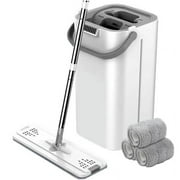 Mop and Bucket with Wringer Set, Hands Free Flat Floor Mop and Bucket, 4 Washable Microfiber Pads Included, Wet and Dry Use,Floor Cleaning System