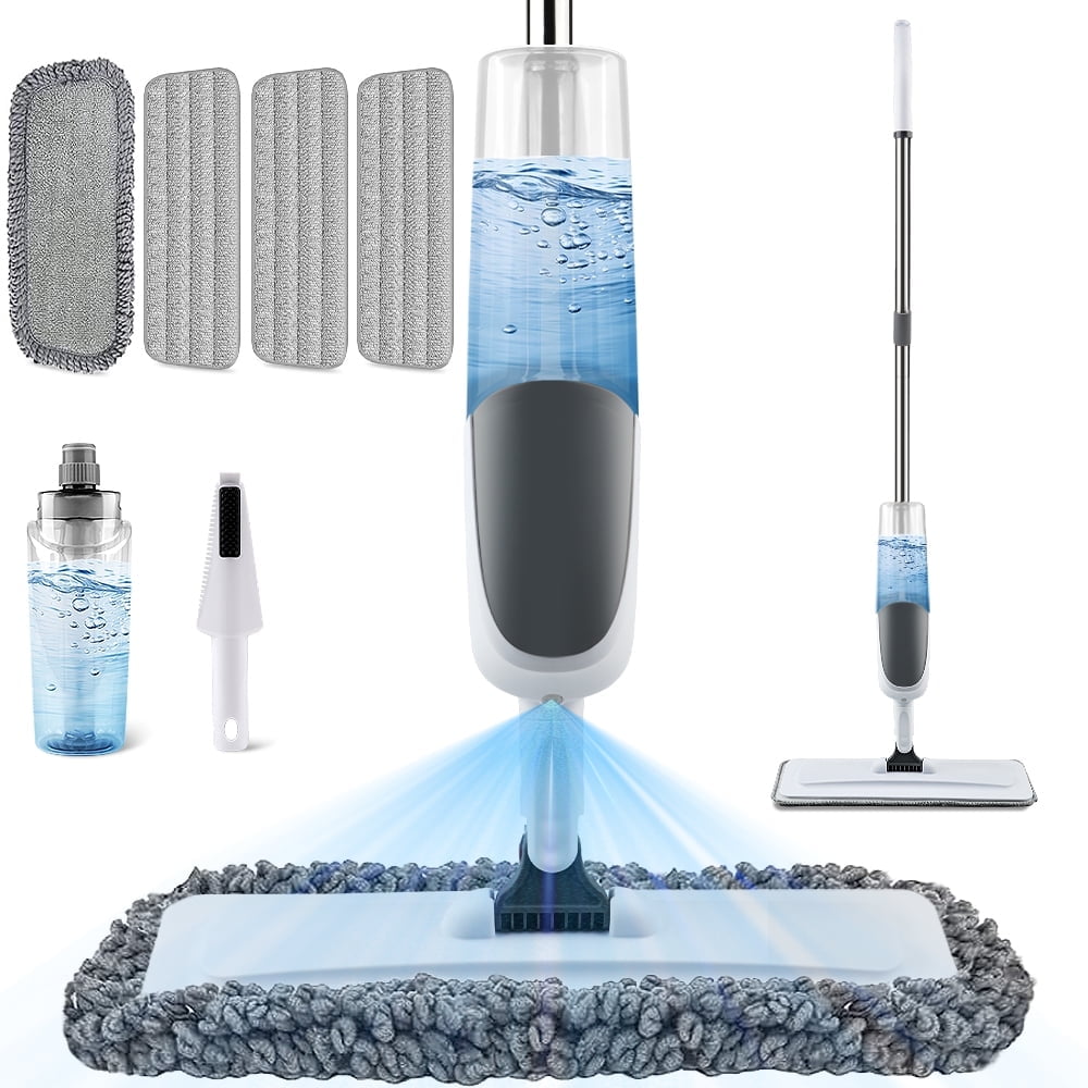 Mop for Floor Cleaning,Alpacasso Spray Mop with 650ml Refillable Bottle and 4pcs Washable Pads - Wet Dry Microfiber Mop