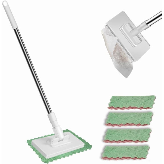 Mop with Pressure Clamping System, No Hand Washing, One Button for Changing, Automatic Clamping Cloth, 39" Handle