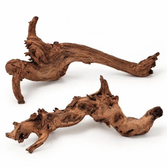 Mopani Driftwood 12.5 to 18 Inch (Pack of 2) for Aquarium and Reptile Decor