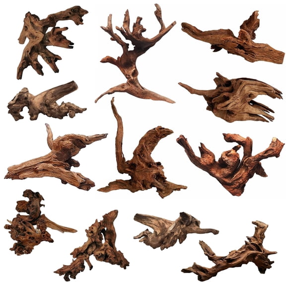 Mopani Driftwood (4.1-7.2 inch - 12 Pcs) Aquarium Habitat Decoration