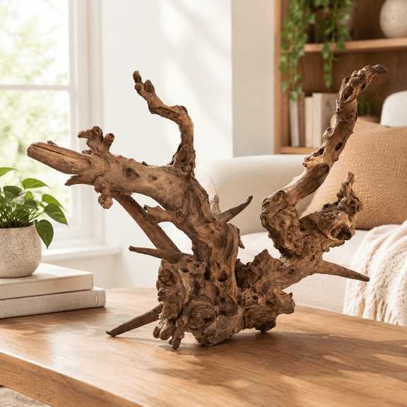Mopani Driftwood Aquarium Decor 13-17 Inch, Single Piece for Fish Tanks