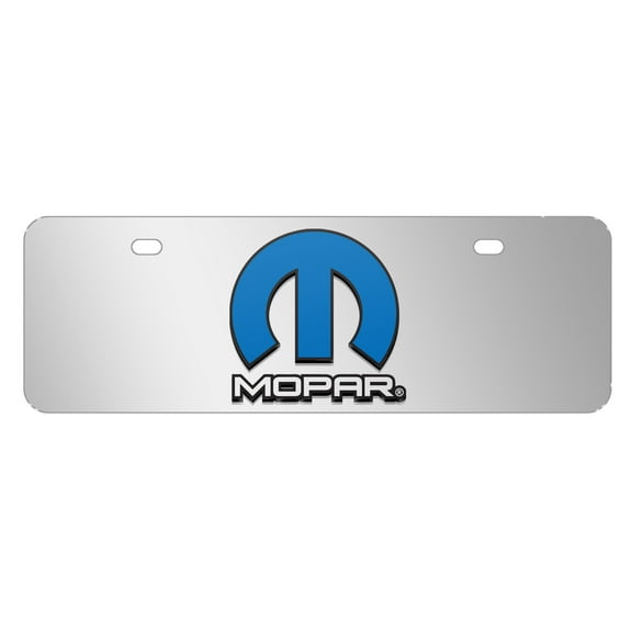 Mopar 3D Logo 12" x 4.25" European Look Chrome Half-Size Stainless Steel License Plate