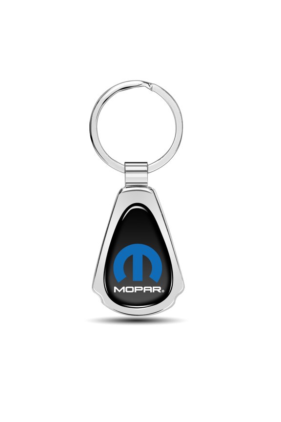 Mopar Black Dome Chrome Metal Teardrop Key Chain